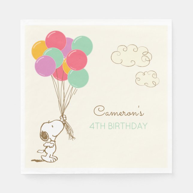 Snoopy und Balloons Geburtstag Serviette (Vorderseite)