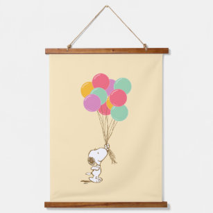 Snoopy und Balloons Wandteppich Mit Holzrahmen