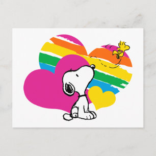 Snoopy und Holz   Rainbow Hearts Postkarte