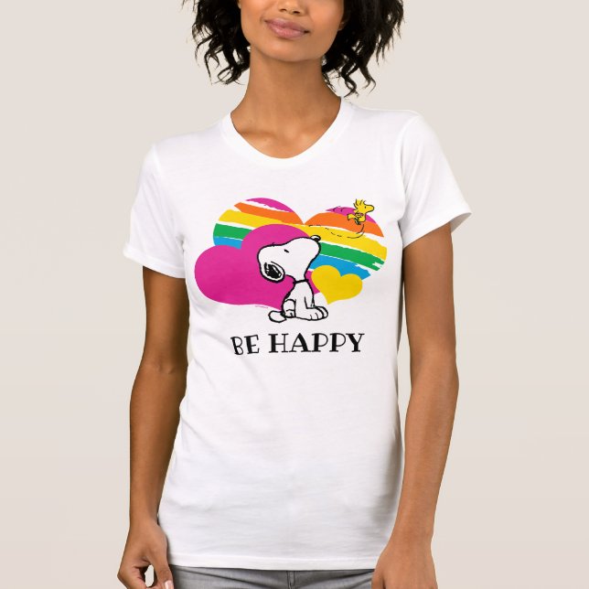 Snoopy und Holz | Rainbow Hearts T-Shirt (Vorderseite)
