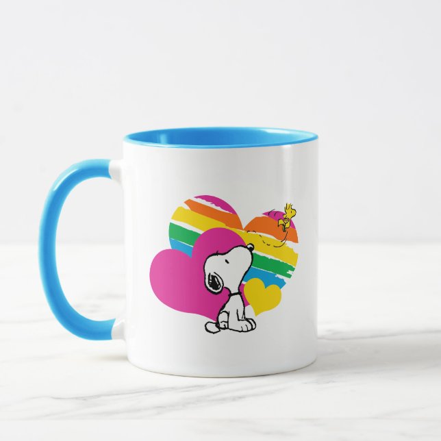 Snoopy und Holz | Rainbow Hearts Tasse (Links)