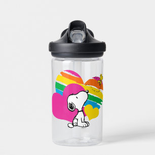 Snoopy und Holz   Rainbow Hearts Trinkflasche