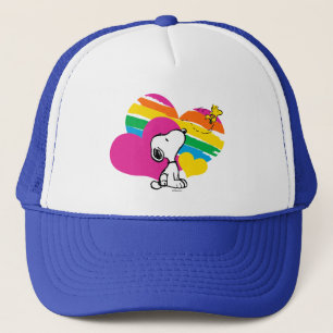 Snoopy und Holz   Rainbow Hearts Truckerkappe