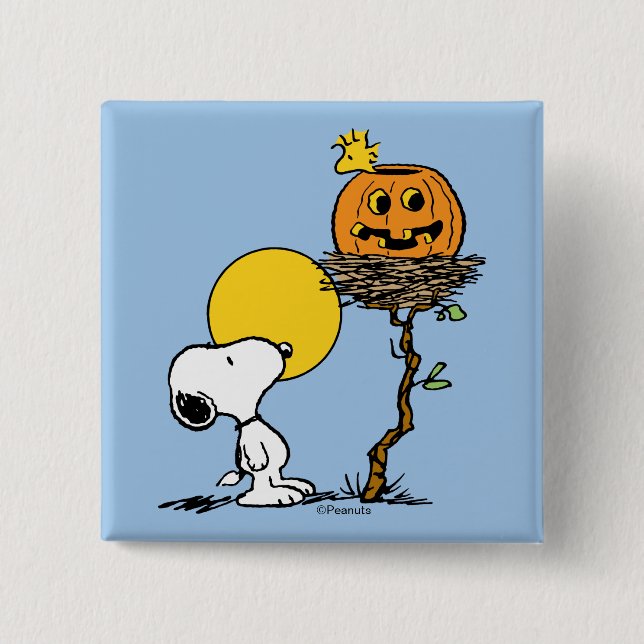 Snoopy und Holznest mit Jack O' Lantern Button (Vorderseite)