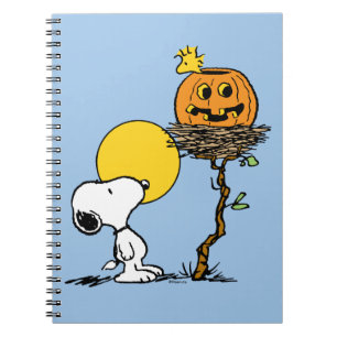 Snoopy und Holznest mit Jack O' Lantern Notizblock
