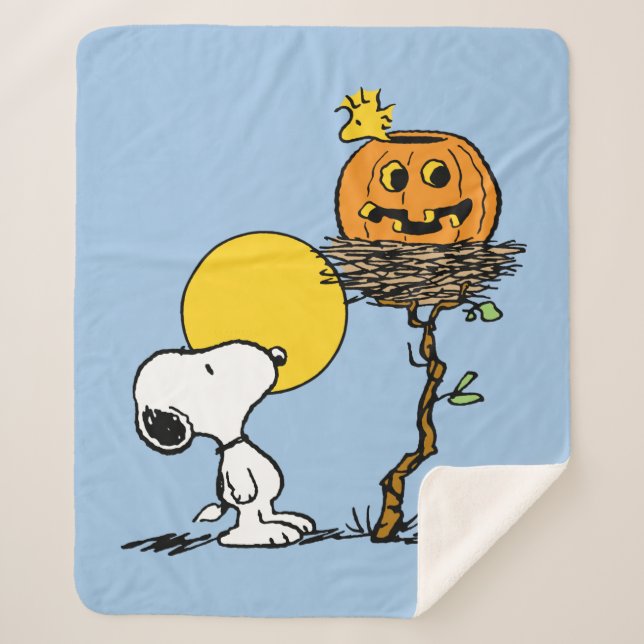 Snoopy und Holznest mit Jack O' Lantern Sherpadecke (Vorderseite)