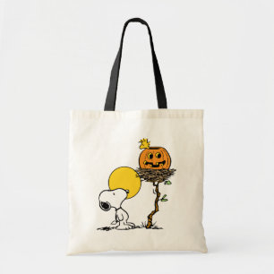 Snoopy und Holznest mit Jack O' Lantern Tragetasche