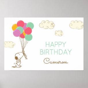 Snoopy und Luftballons zum Geburtstag Poster