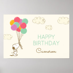 Snoopy und Luftballons zum Geburtstag Poster