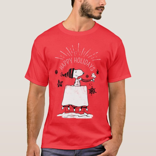 Snoopy und Woodstock - Merry & Bright T-Shirt (Vorderseite)