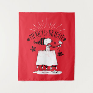 Snoopy und Woodstock - Merry & Bright Wandteppich