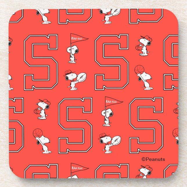 Snoopy Varsity Sports Pattern Getränkeuntersetzer (Vorderseite)