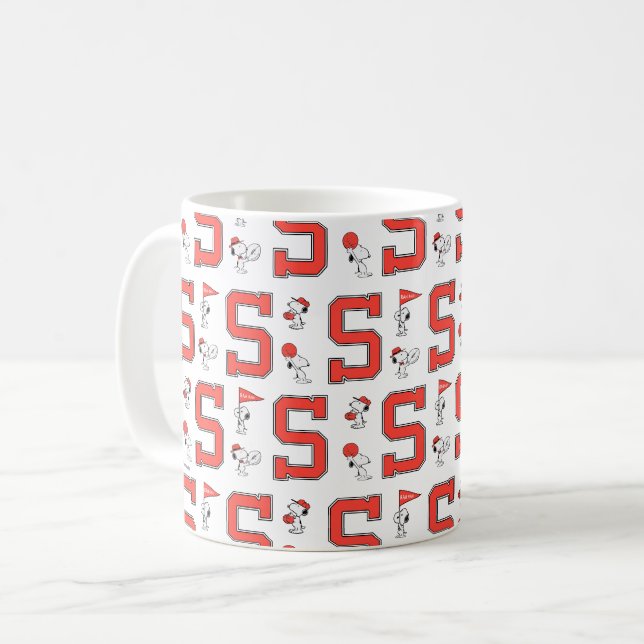 Snoopy Varsity Sports Pattern Kaffeetasse (Vorderseite Links)