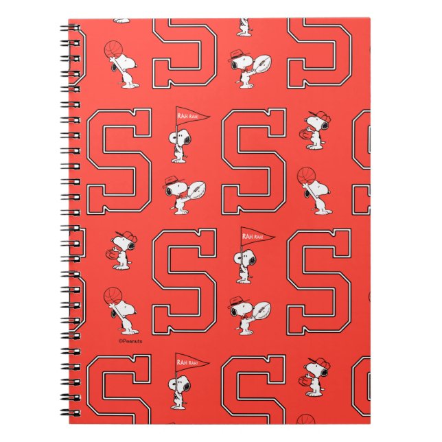 Snoopy Varsity Sports Pattern Notizblock (Vorderseite)
