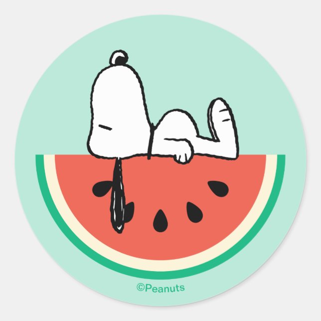 Snoopy Wassermelonen Träume Runder Aufkleber (Vorderseite)