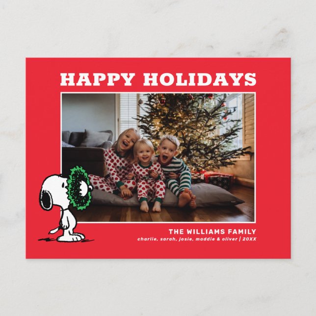 Snoopy Weihnachtsfamilie Foto Feiertagspostkarte (Vorderseite)