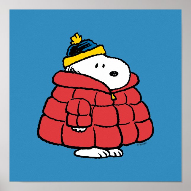 Snoopy Winter im Daunenmantel Poster (Vorne)
