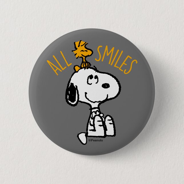 Snoopy & Woodstock - Alles Lächeln Button (Vorderseite)