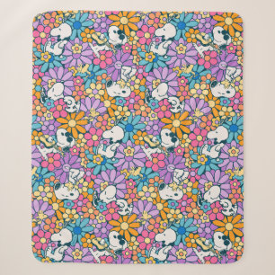 Snoopy & Woodstock Blumenmuster Sherpadecke