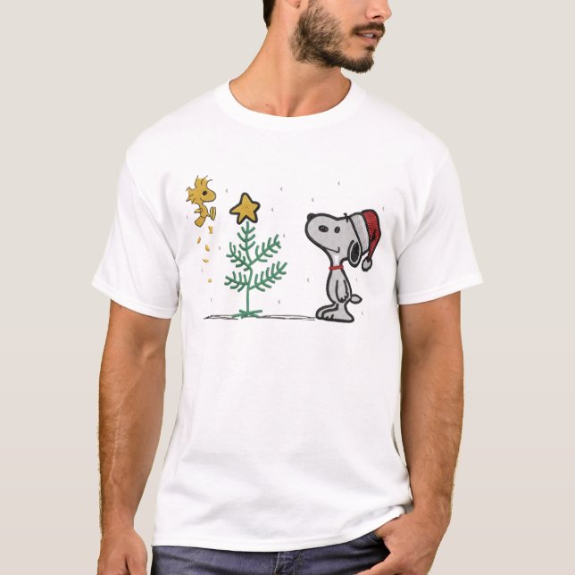 Snoopy & Woodstock Christmas Tree Vibes T-Shirt (Vorderseite)
