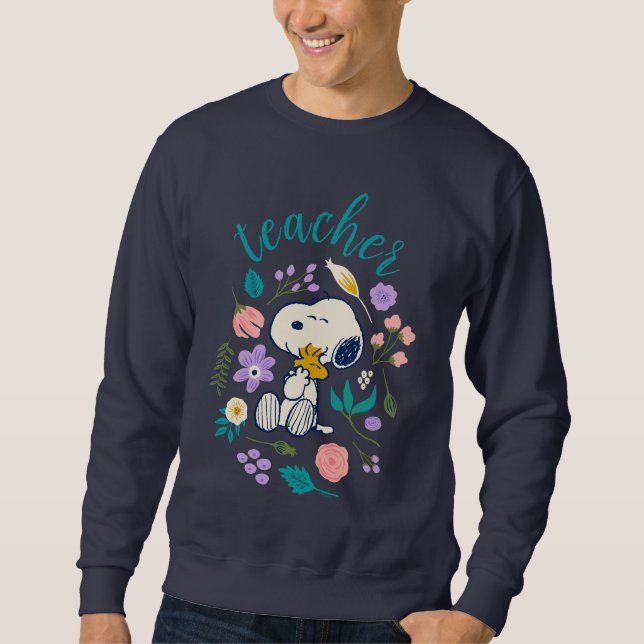 Snoopy & Woodstock Flower Hug Teacher Sweatshirt (Vorderseite)