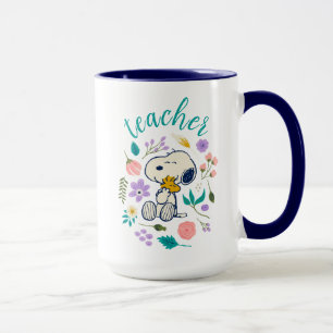 Snoopy & Woodstock Flower Hug Teacher Tasse