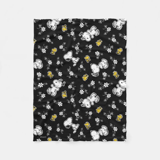 Snoopy & Woodstock Fun & Flowers Fleecedecke (Vorderseite)