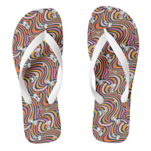 Snoopy & Woodstock Groovy Vibes Lila Muster Flip Flops