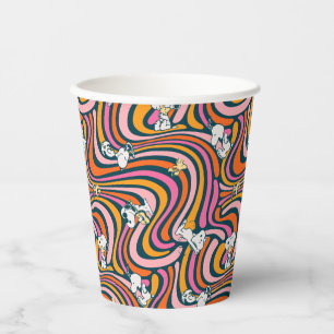 Snoopy & Woodstock Groovy Vibes Lila Muster Pappbecher