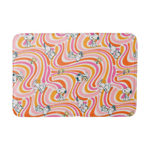 Snoopy & Woodstock Groovy Vibes Orange Muster Badematte