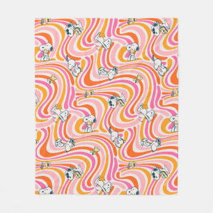 Snoopy & Woodstock Groovy Vibes Orange Muster Fleecedecke