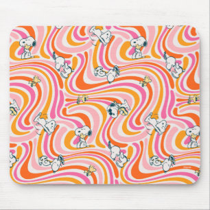 Snoopy & Woodstock Groovy Vibes Orange Muster Mousepad