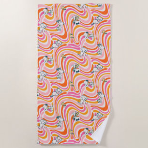 Snoopy & Woodstock Groovy Vibes Orange Muster Strandtuch