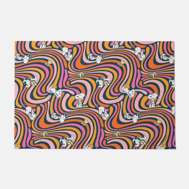 Snoopy & Woodstock Groovy Vibes Purple Pattern Fußmatte (Vorderseite)