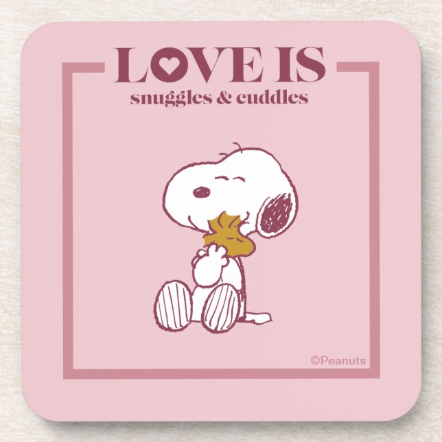 Snoopy & Woodstock - Liebe ist Schnurrbart & Cuddl Getränkeuntersetzer (Vorderseite)