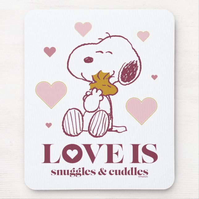 Snoopy & Woodstock - Liebe ist Schnurrbart & Cuddl Mousepad (Vorne)