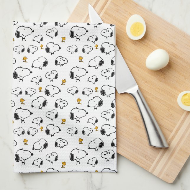 Snoopy & Woodstock Muster Geschirrtuch (Viertel Falte)