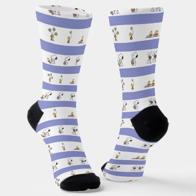 Snoopy & Woodstock Ostergestreifen Socken (Gewinkelt)