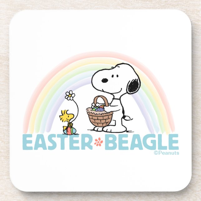 Snoopy & Woodstock - Ostern Beagle Getränkeuntersetzer (Vorderseite)