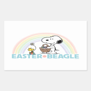 Snoopy & Woodstock - Ostern Beagle Rechteckiger Aufkleber