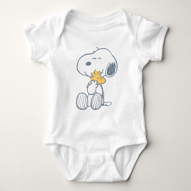Snoopy & Woodstock | Over the Moon Baby Shower Baby Strampler (Vorderseite)