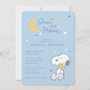 Snoopy & Woodstock Over the Moon Baby Shower Einladung