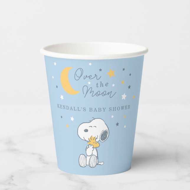 Snoopy & Woodstock | Over the Moon Baby Shower Pap Pappbecher (Vorderseite)