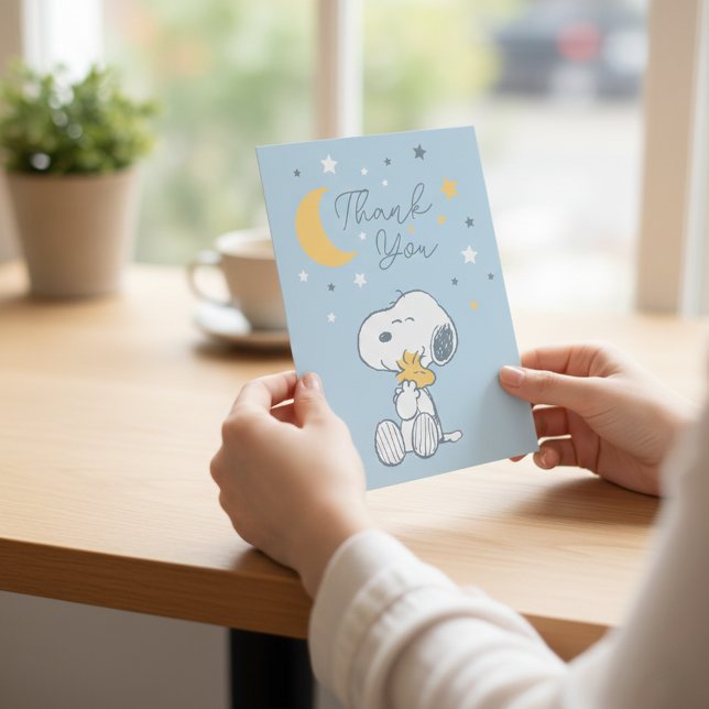 Snoopy & Woodstock | Over the Moon Baby Shower Tha Dankeskarte (Von Creator hochgeladen)