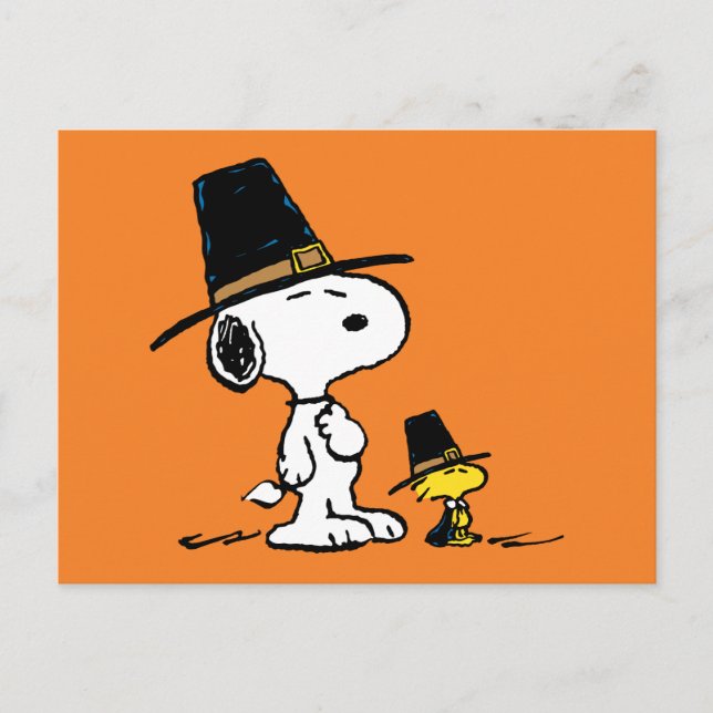 Snoopy & Woodstock Pilgrim Postkarte (Vorderseite)