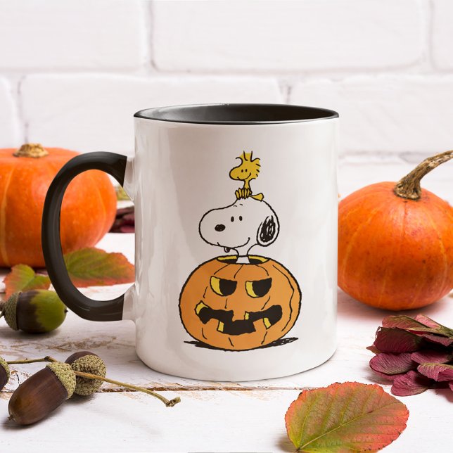 Snoopy & Woodstock Pumpkin Tasse (Mug on counter)