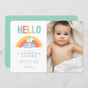 Snoopy & Woodstock Rainbow Birth Ankündigung