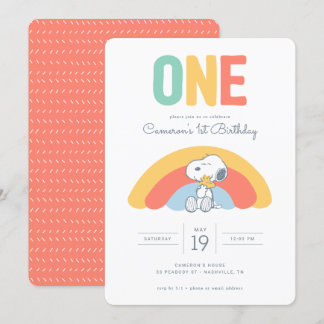 Snoopy & Woodstock Rainbow Birthday Einladung