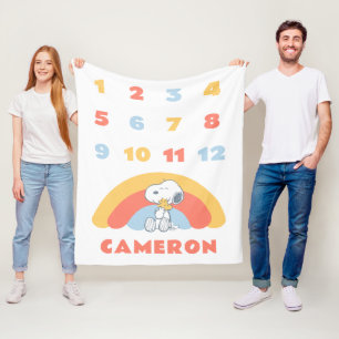 Snoopy & Woodstock Rainbow Monthly Milestone Baby Fleecedecke