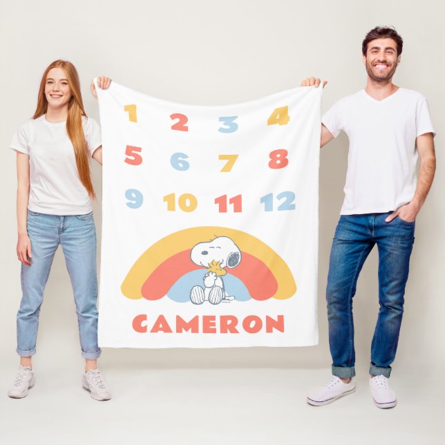 Snoopy & Woodstock Rainbow Monthly Milestone Baby Fleecedecke (Beispiel)